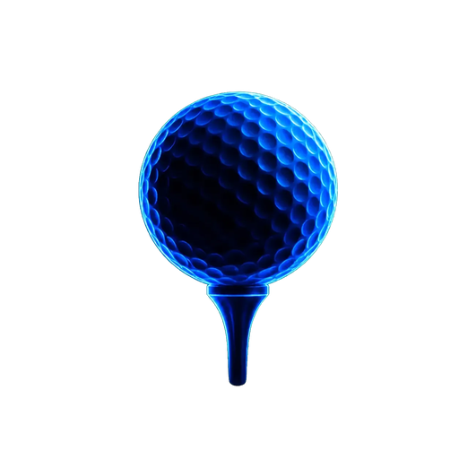 Glowing golf ball on a tee