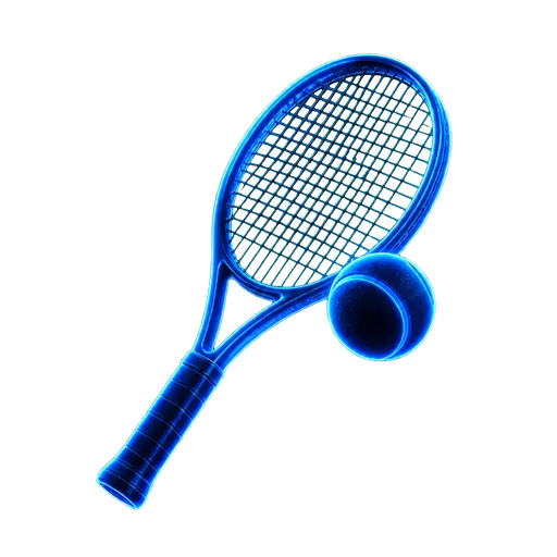 Glowing tennis racket and ball